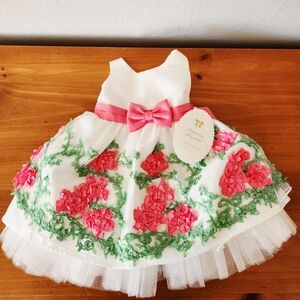NWT 12m American Princess White Dress with Pink Details